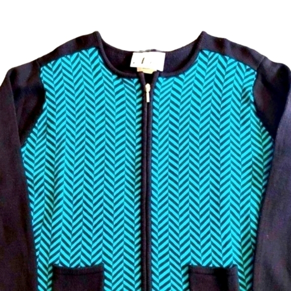 Vintage N touch size XL petite zip up sweater jacket Pockets on front - Picture 5 of 8